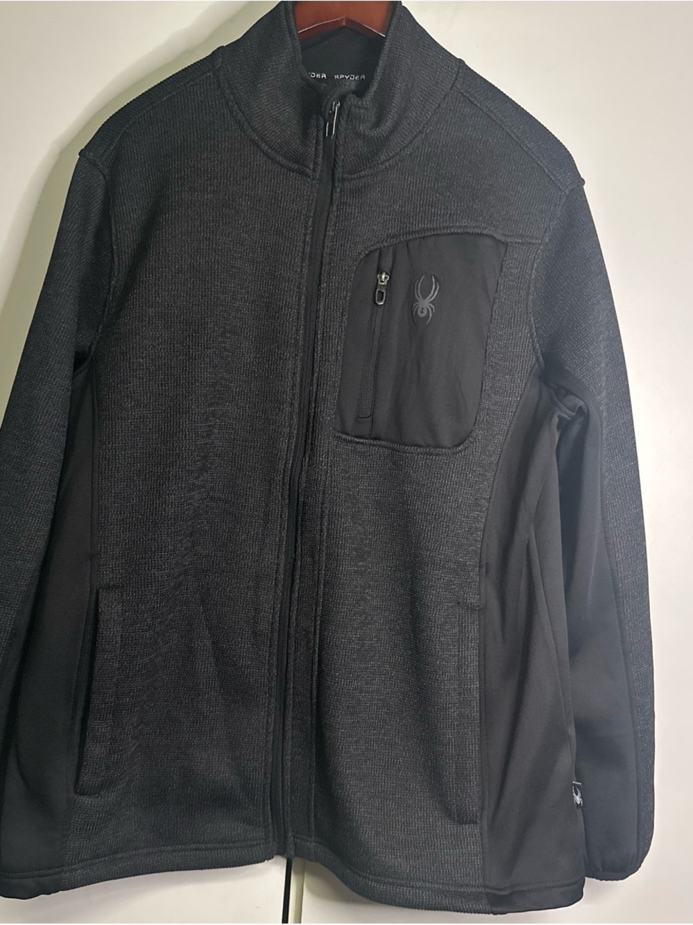 Spyder Black Full-Zip Fleece Jacket with Chest Pocket
